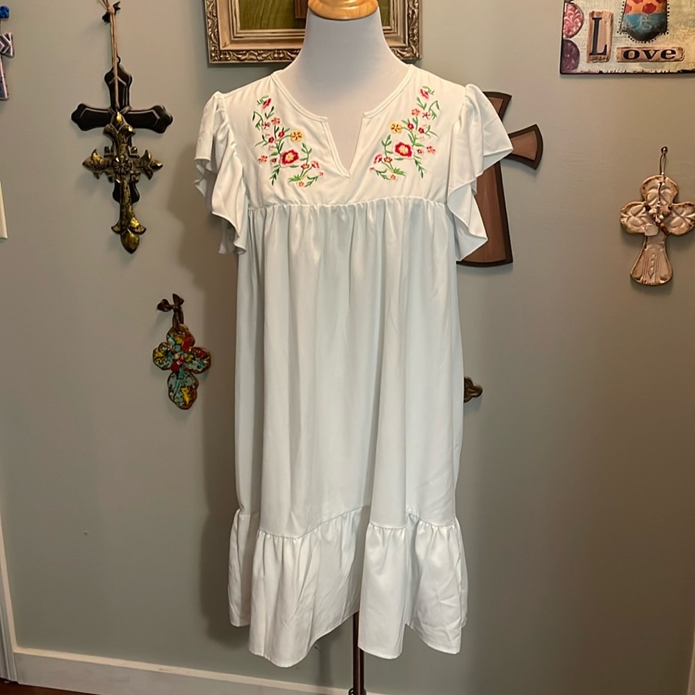SHEIN Floral Ruffle Smock dress